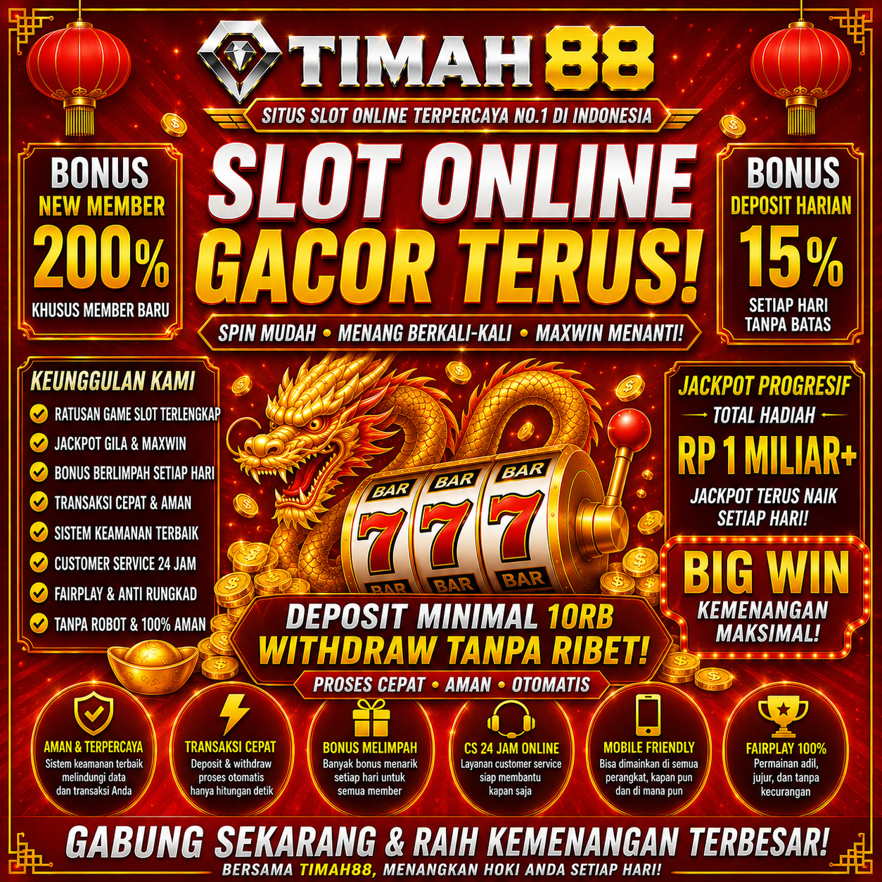 Slot Online Gacor TIMAH88 dengan Bonus Besar